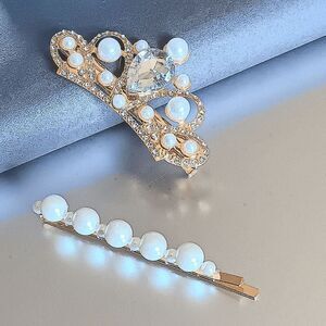 2/$21 Two Piece Tierra Clip and Pearl Bobby Pin Hair Accessory